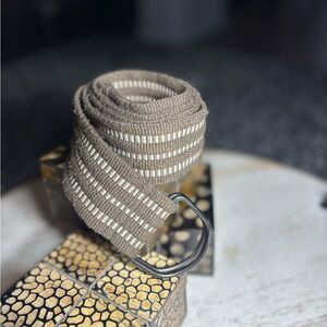 39.5” Striped Woven Canvas D-ring Belt